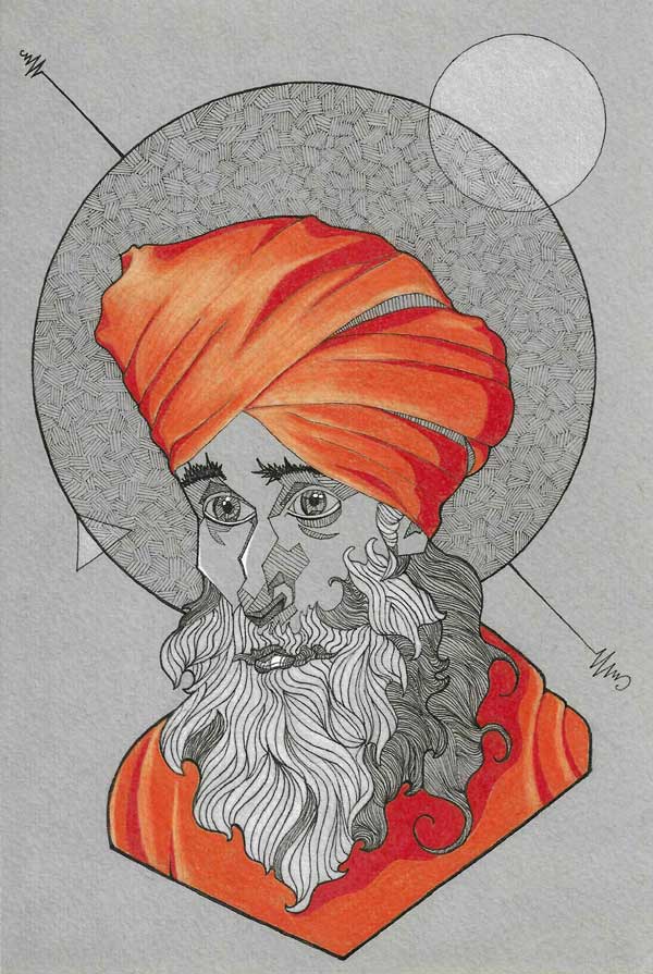 Finished portrait of Dada Gunamuktananda